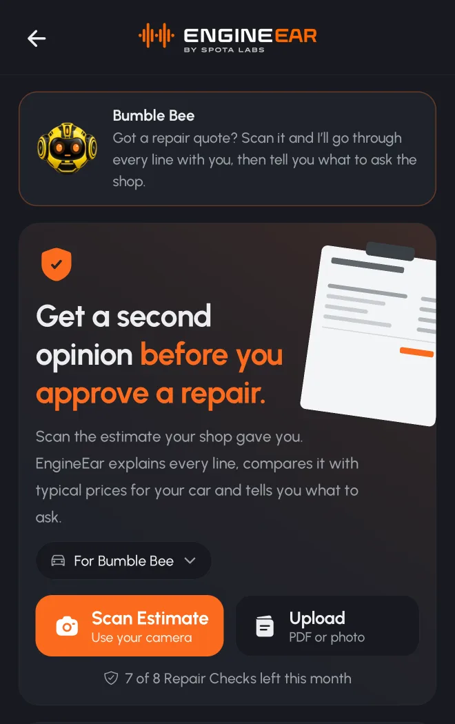 Repair Check start screen