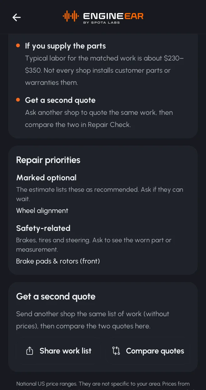 Key takeaways and repair priorities