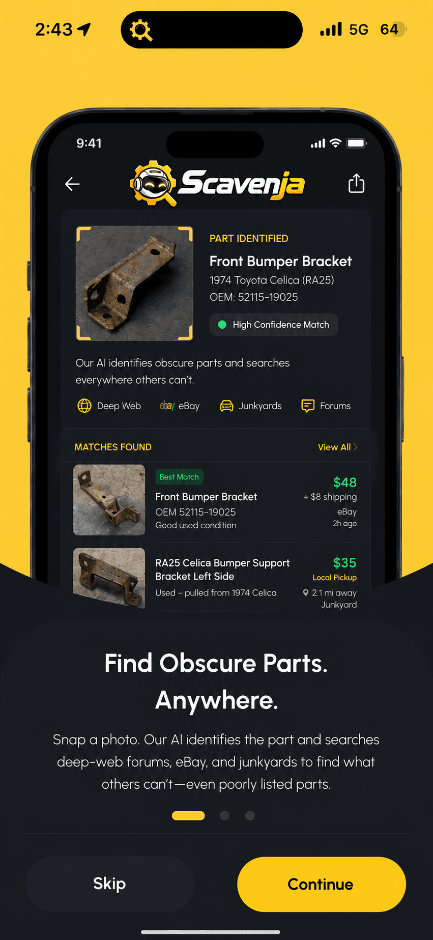 Scavenja app screen