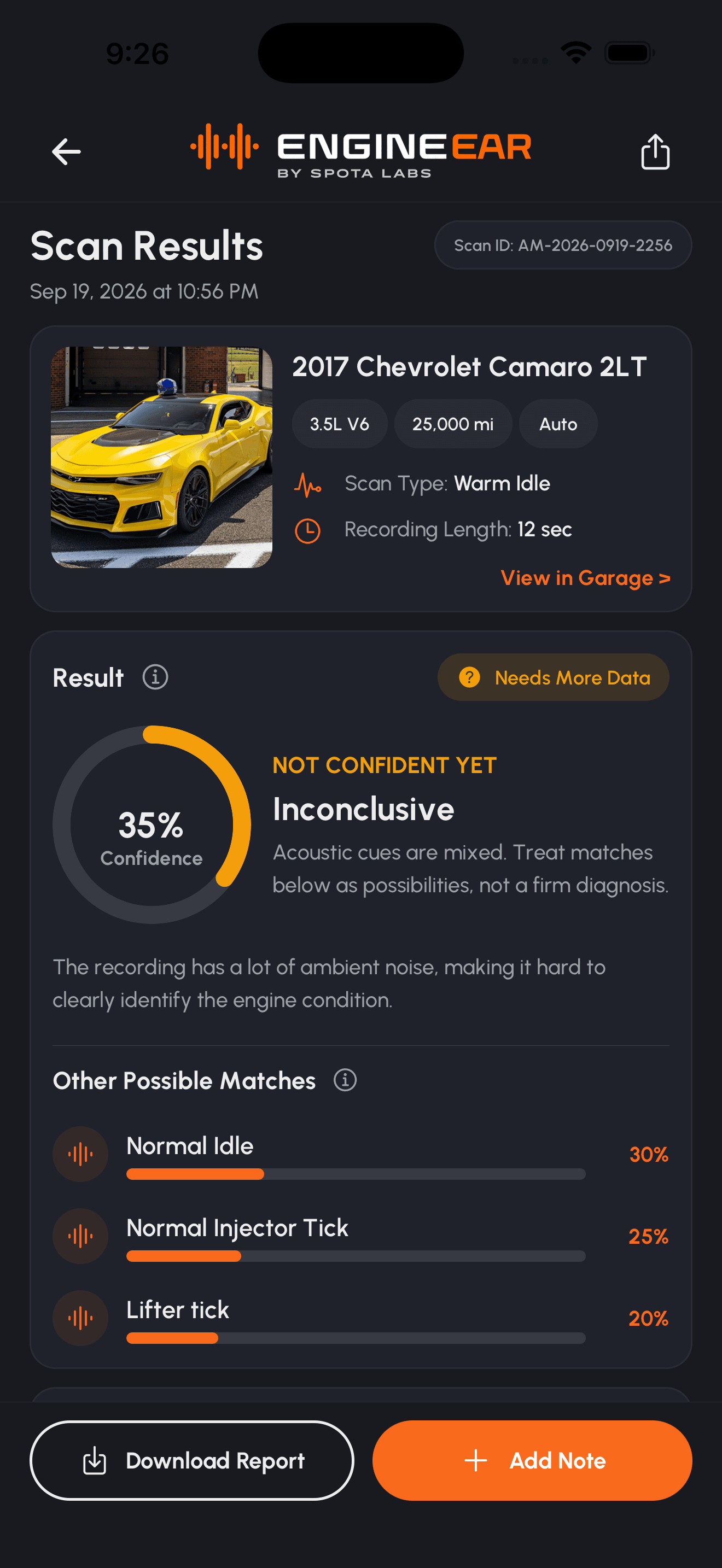 EngineEar health report