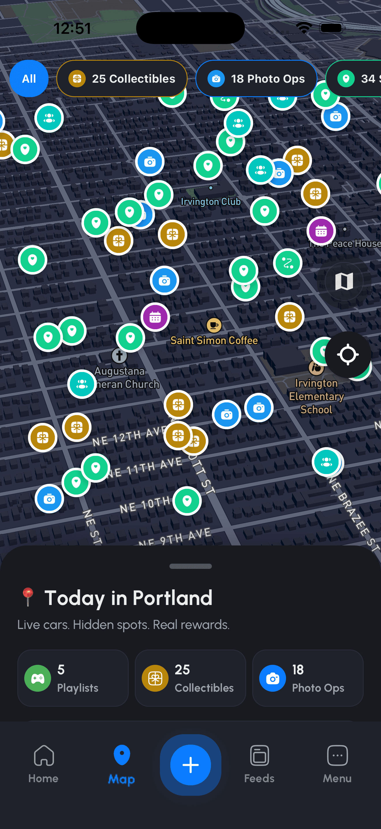 Spota live map with playlists and territories